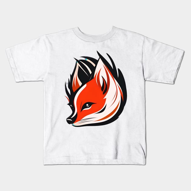 Furry Fox Head Kids T-Shirt by Holisticfox